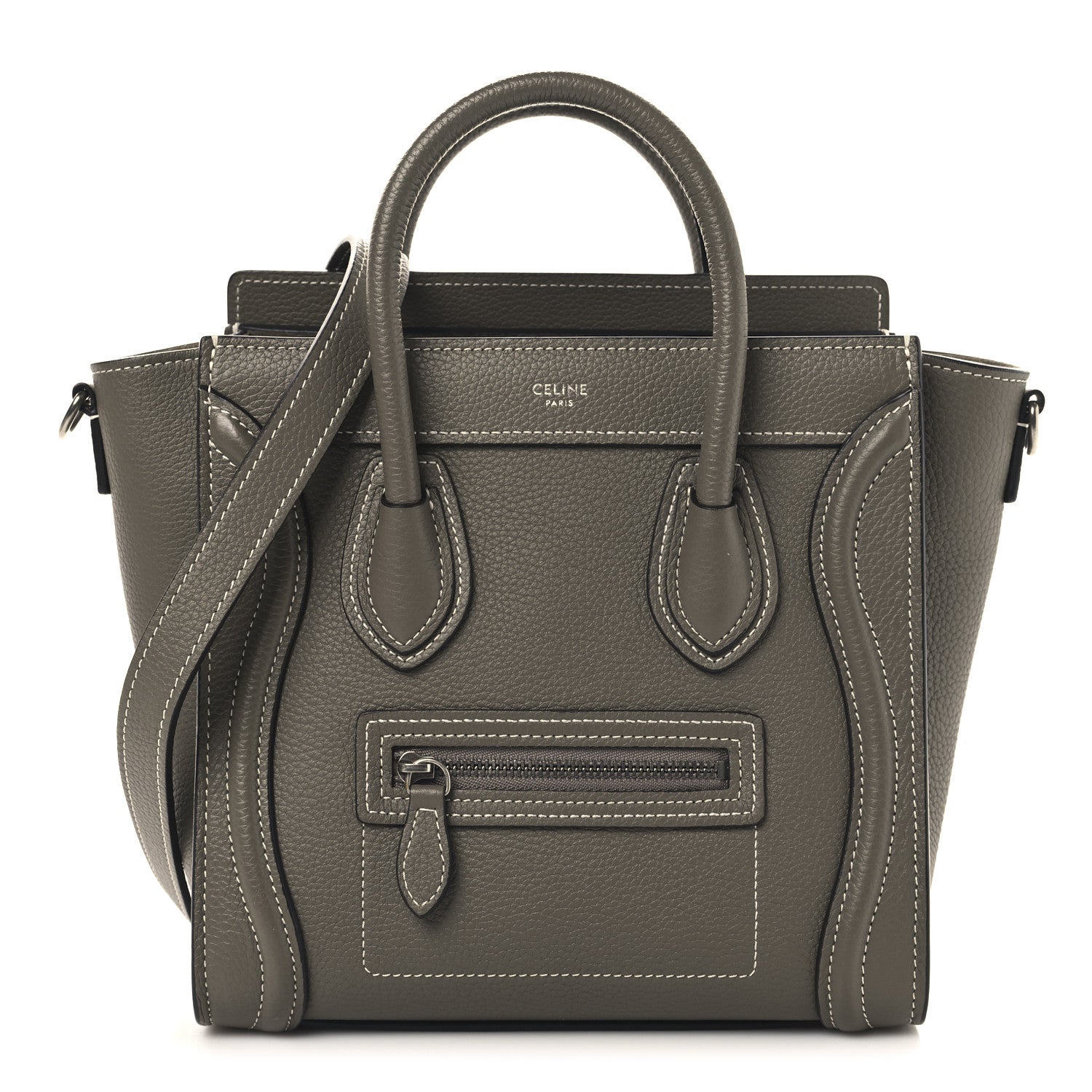 Celine Drummed Calfskin Nano Luggage Souris 1 of 11