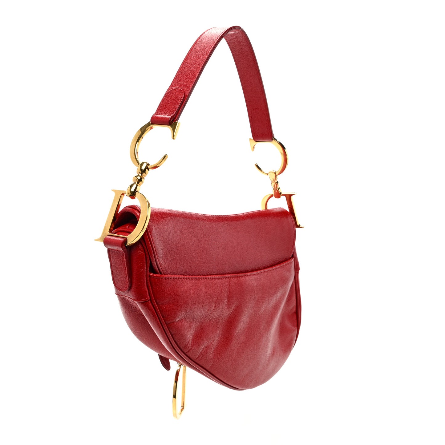 Shiny Goatskin Saddle Bag Red