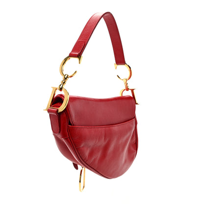 Christian Dior Shiny Goatskin Saddle Bag Red 3 of 9