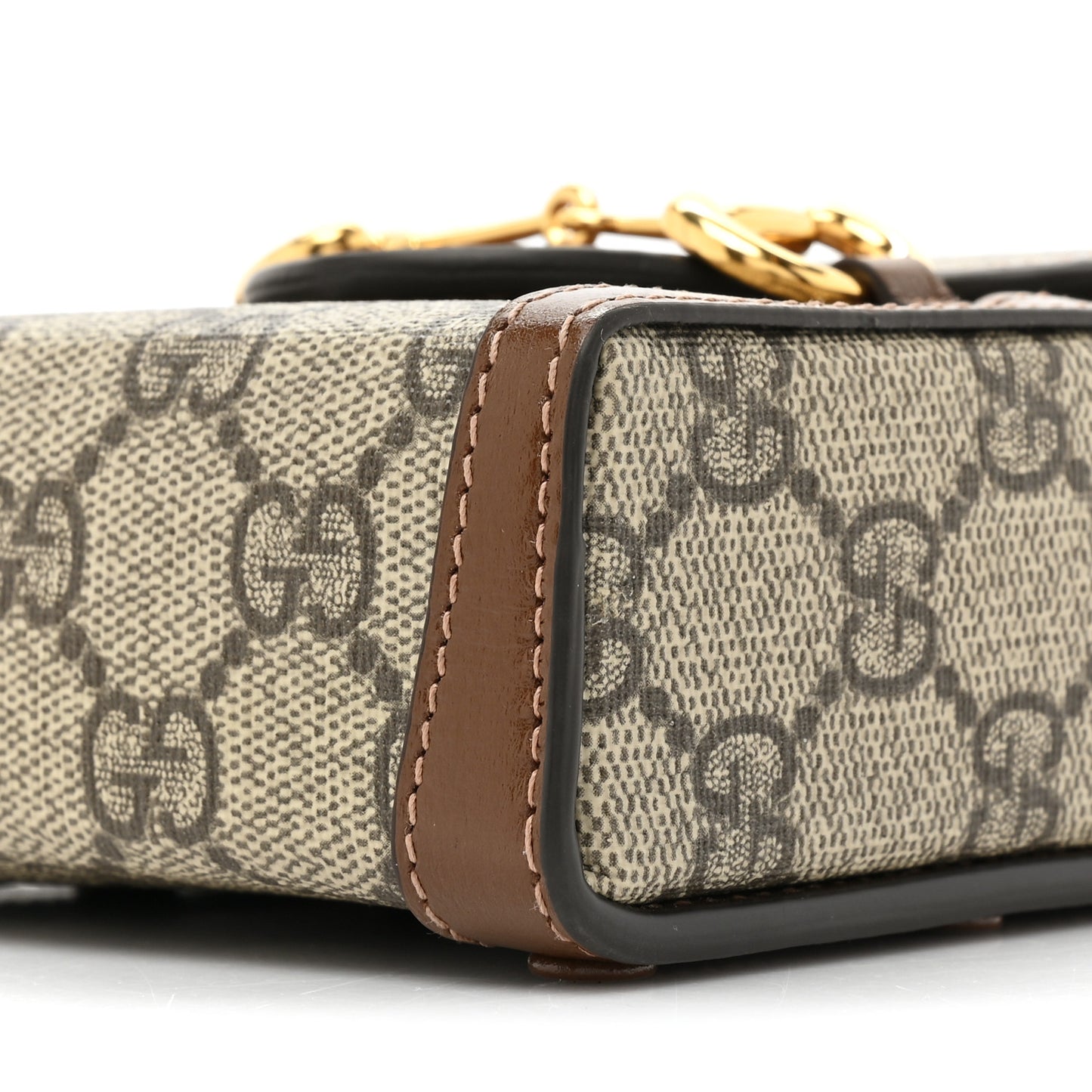 GG Supreme Monogram Mini Horsebit 1955 Crossbody Bag Beige Brown Sugar