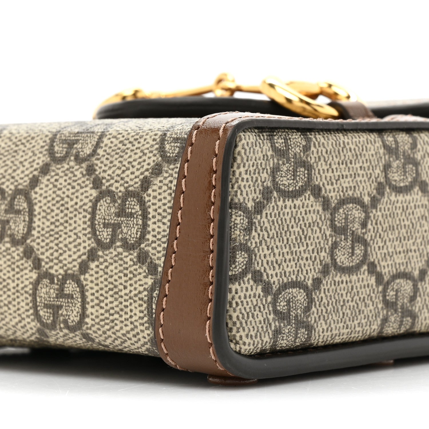 Gucci GG Supreme Monogram Mini Horsebit 1955 Crossbody Bag Beige Brown Sugar 8 of 9