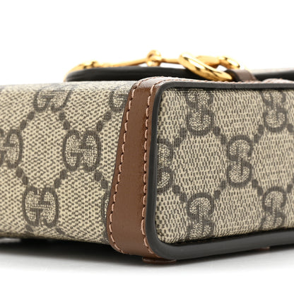 Gucci GG Supreme Monogram Mini Horsebit 1955 Crossbody Bag Beige Brown Sugar 8 of 9