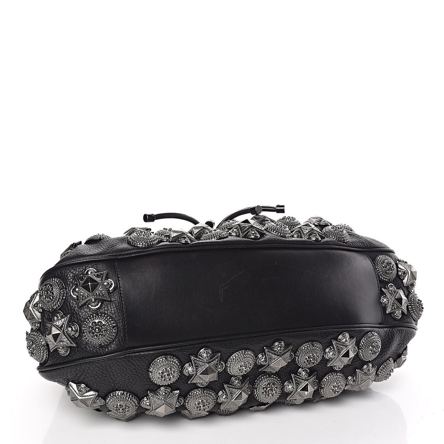 Calfskin Mason Warrior Studded Hobo Black