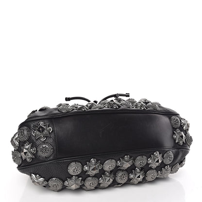 Burberry Calfskin Mason Warrior Studded Hobo Black 4 of 14