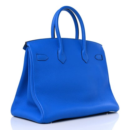 Hermes Taurillon Clemence BIRKIN 35 Bleu Hydra 2 of 11