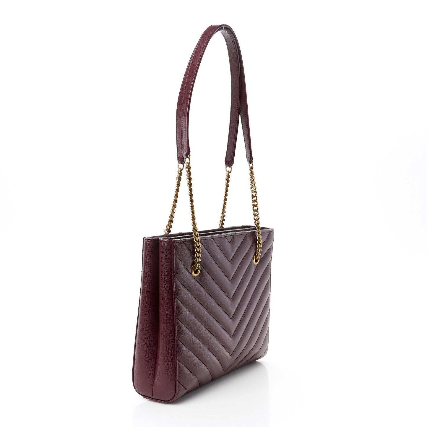 Grain de Poudre Matelasse Chevron Small Tribeca Shopping Bag Rouge Legoin