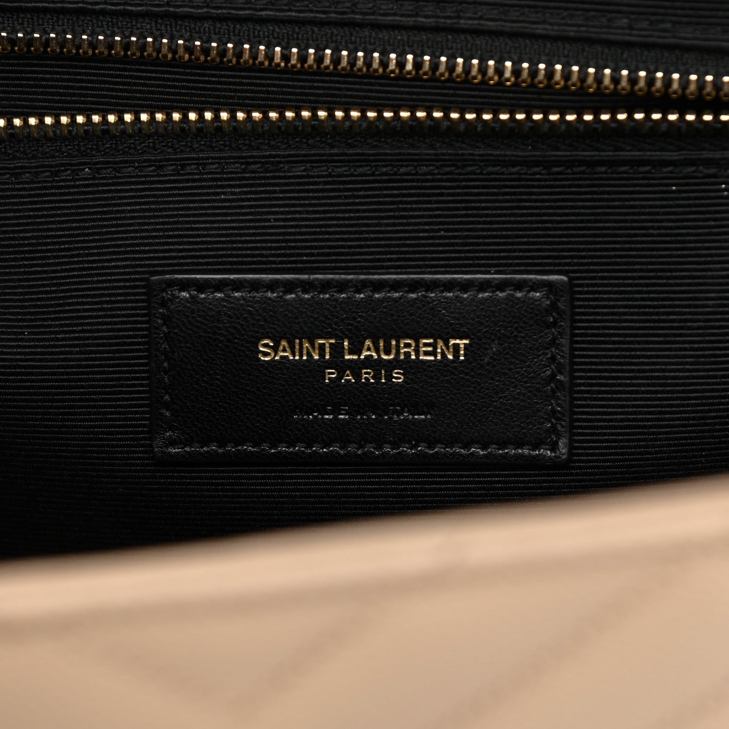Saint Laurent Grain De Poudre Matelasse Chevron Large Monogram Satchel Dark Beige 7 of 14