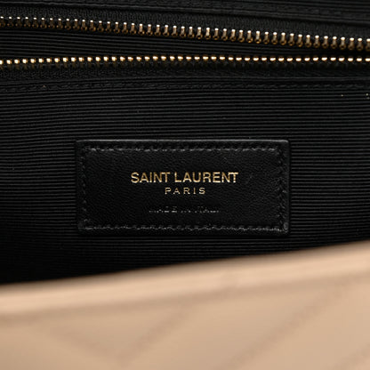 Saint Laurent Grain De Poudre Matelasse Chevron Large Monogram Satchel Dark Beige 7 of 14