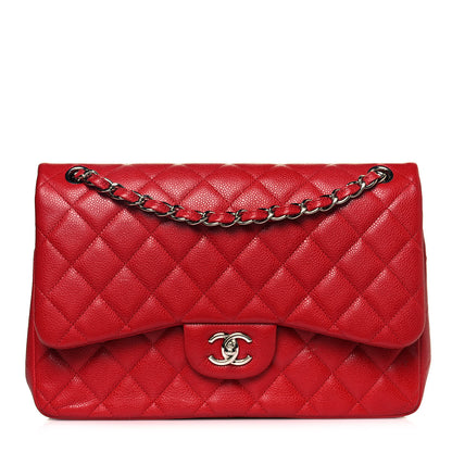 Chanel Caviar Quilted Jumbo Double Flap Red 1 of 18