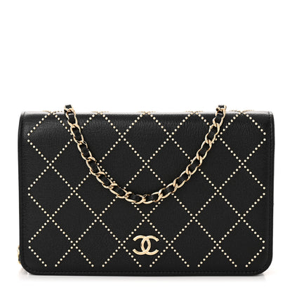 Chanel Lambskin Crystal Quilted Wallet On Chain WOC Black 1 of 11