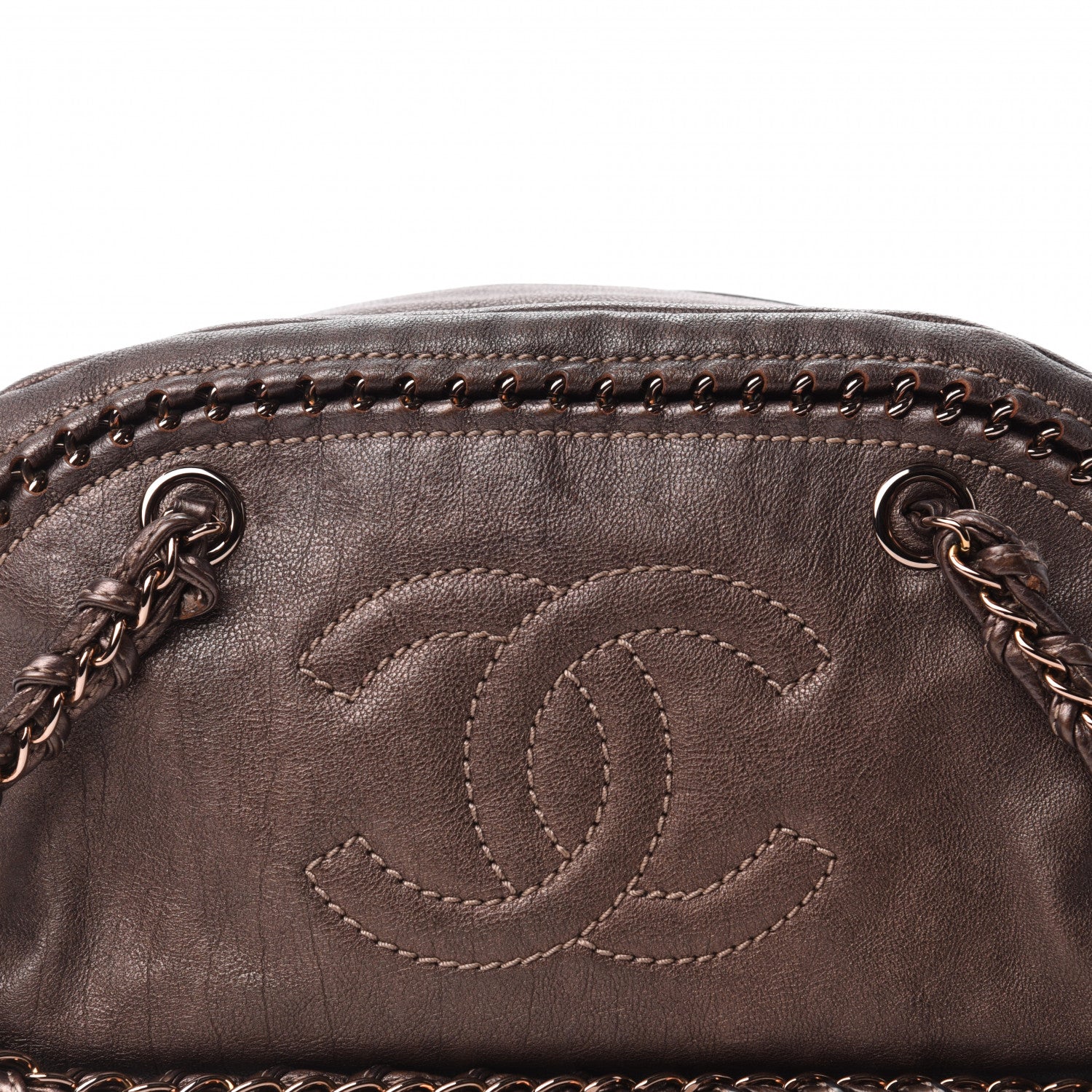 Chanel Goatskin Medium Luxe Ligne Bowler Brown 15 of 15