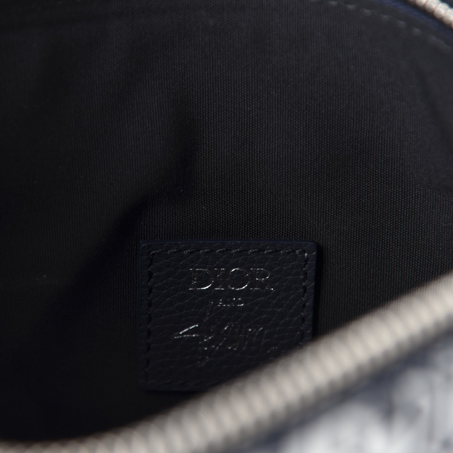 Christian Dior X SHAWN STUSSY Grained Calfskin Printed Mens Saddle Bag Navy Blue 8 of 9