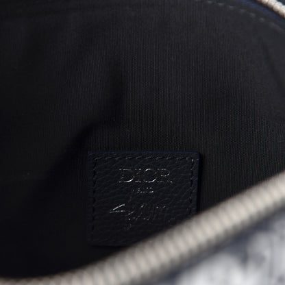 Christian Dior X SHAWN STUSSY Grained Calfskin Printed Mens Saddle Bag Navy Blue 8 of 9