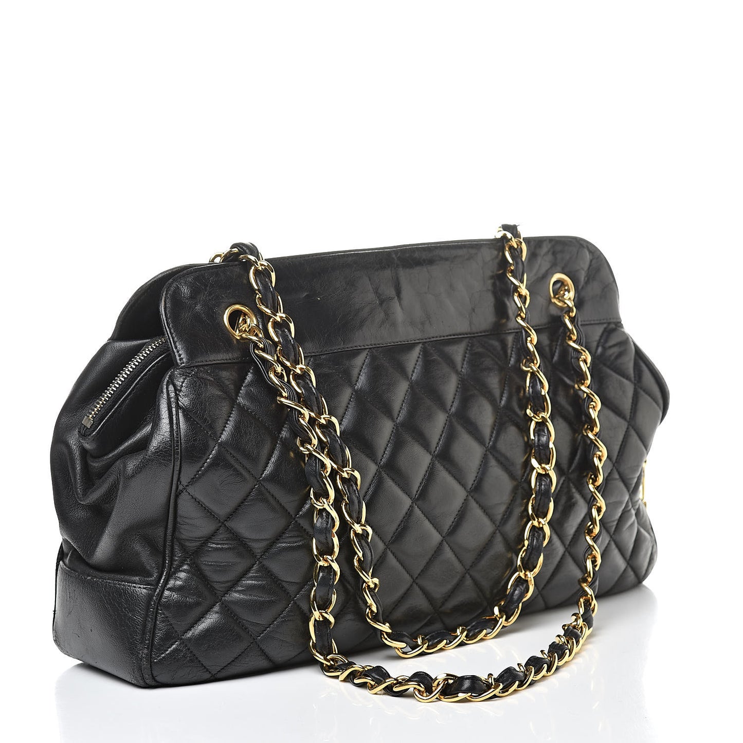 Lambskin Quilted Shoulder Bag Black