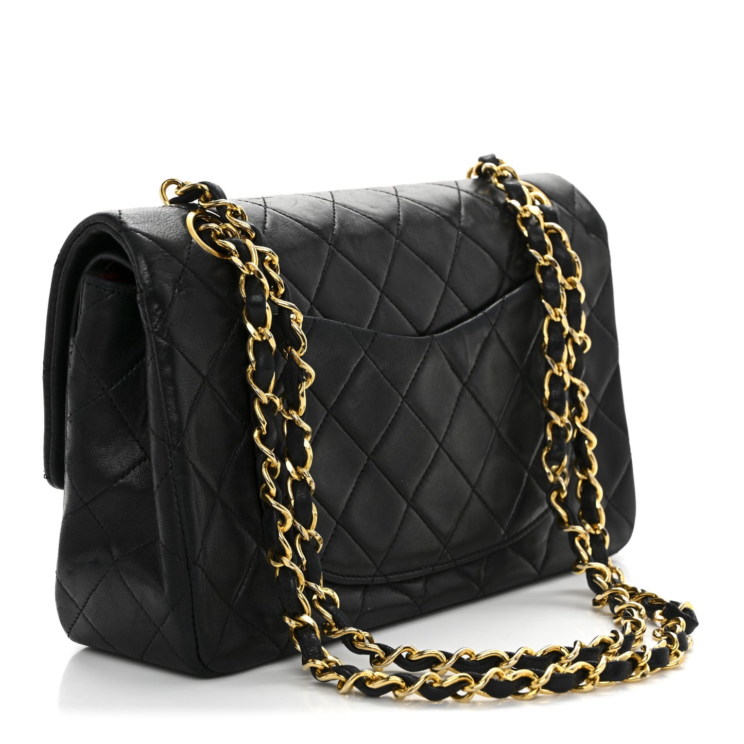 Lambskin Quilted Small Double Flap Black