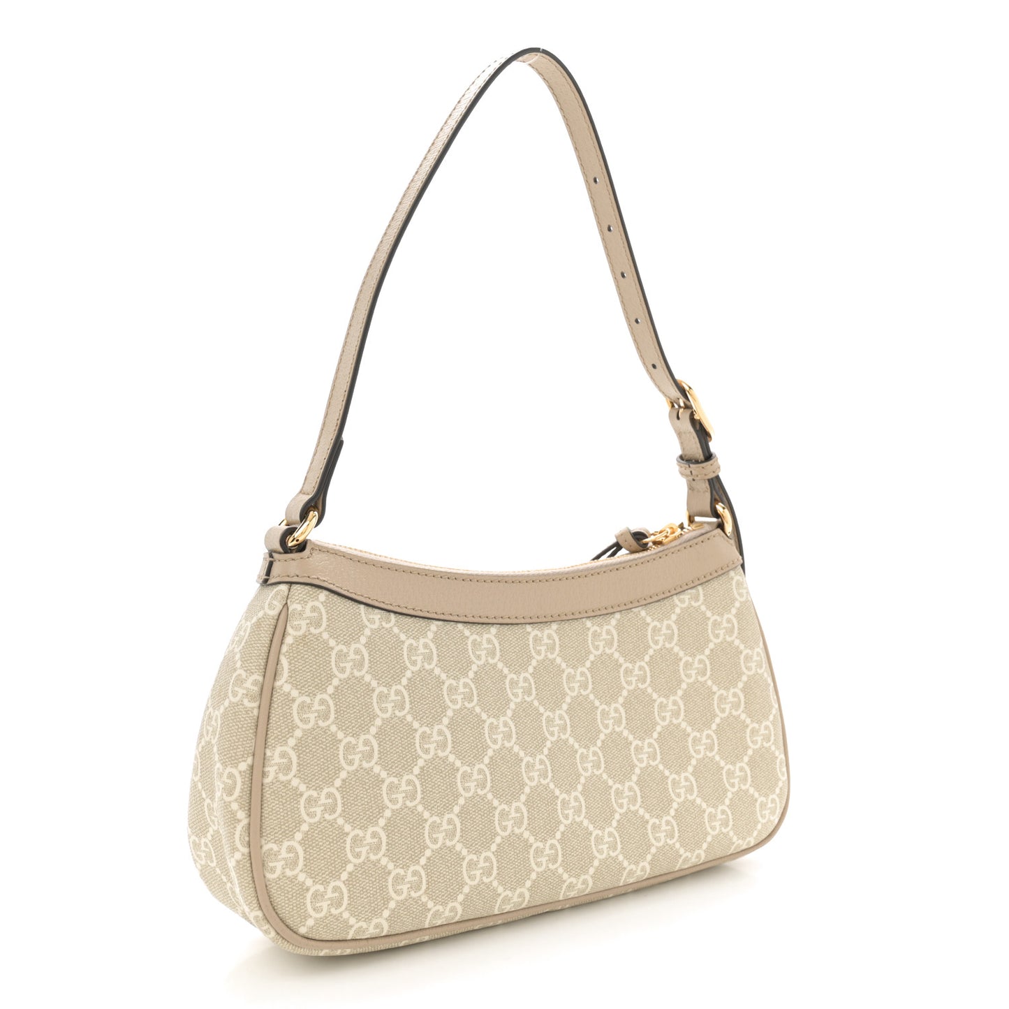 GG Supreme Monogram Textured Dollar Calfskin Small Ophidia Hobo Beige Mystic White Oatmeal