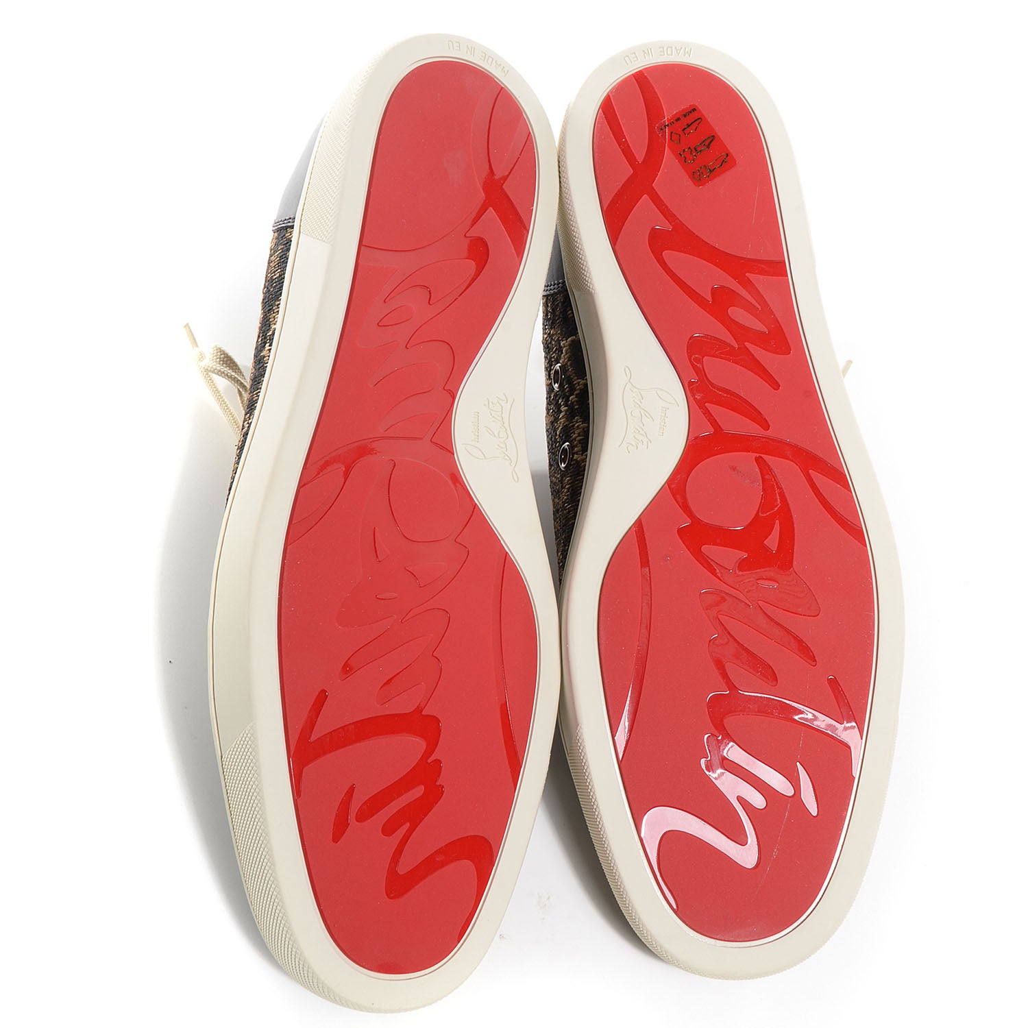 Christian Louboutin Calfskin Paille Leopard Louis Junior Mens Flat Sneakers 44 Black Beige 5 of 8
