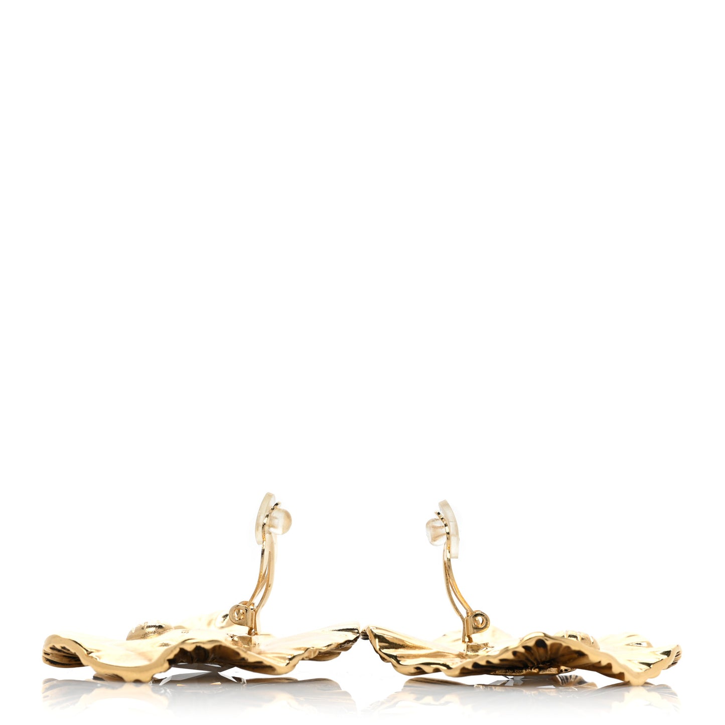Metal Crystal Radiating Sun Clip On Earrings Gold