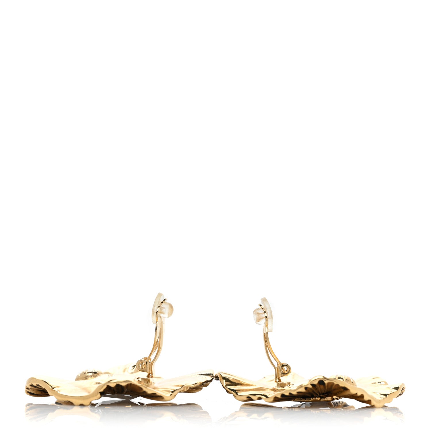 Saint Laurent Metal Crystal Radiating Sun Clip On Earrings Gold 2 of 3