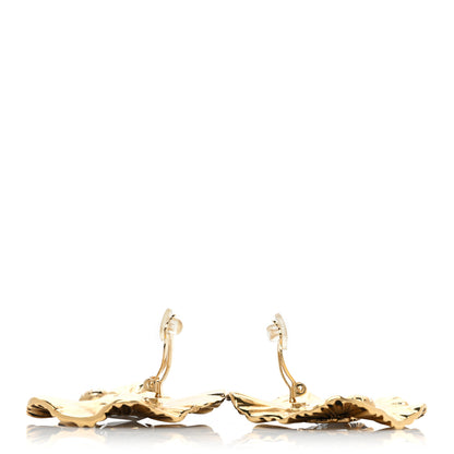 Saint Laurent Metal Crystal Radiating Sun Clip On Earrings Gold 2 of 3