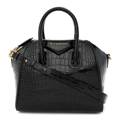 Givenchy Calfskin Crocodile Embossed Mini Antigona Black 1 of 11