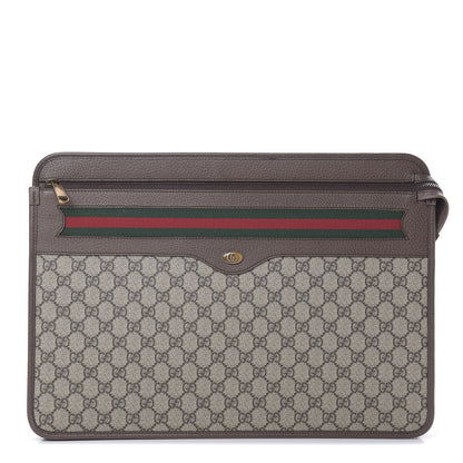 Gucci GG Supreme Monogram Textured Calfskin Web Ophidia Documents Holder Beige Ebony New Acero 1 of 7