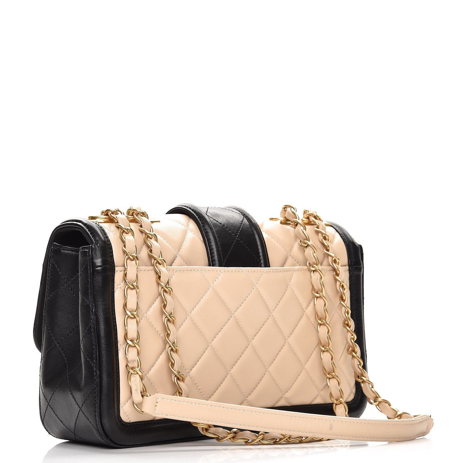 Chanel Lambskin Quilted Medium Elegant CC Flap Beige Black 3 of 7