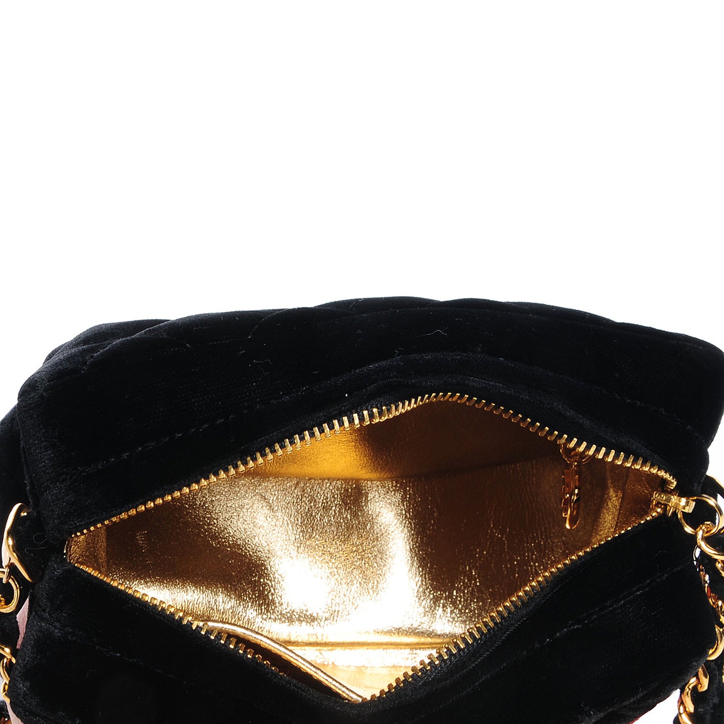 Velvet Quilted Camera Case Crossbody Bag Black