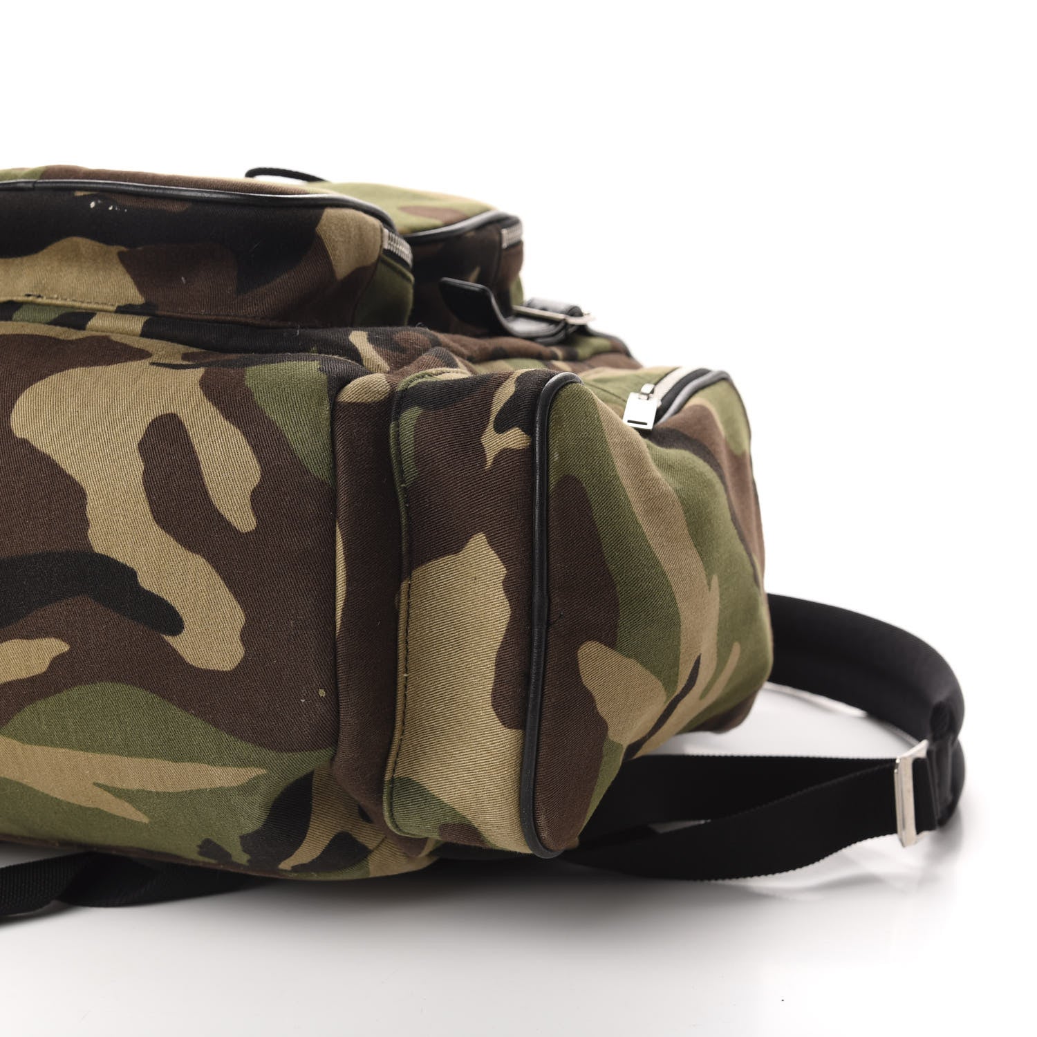 Saint Laurent Canvas Calfskin Camouflage Utilitarian Backpack Kaki Black 9 of 9