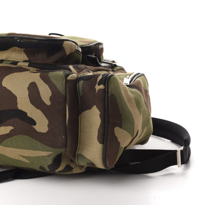 Saint Laurent Canvas Calfskin Camouflage Utilitarian Backpack Kaki Black 9 of 9