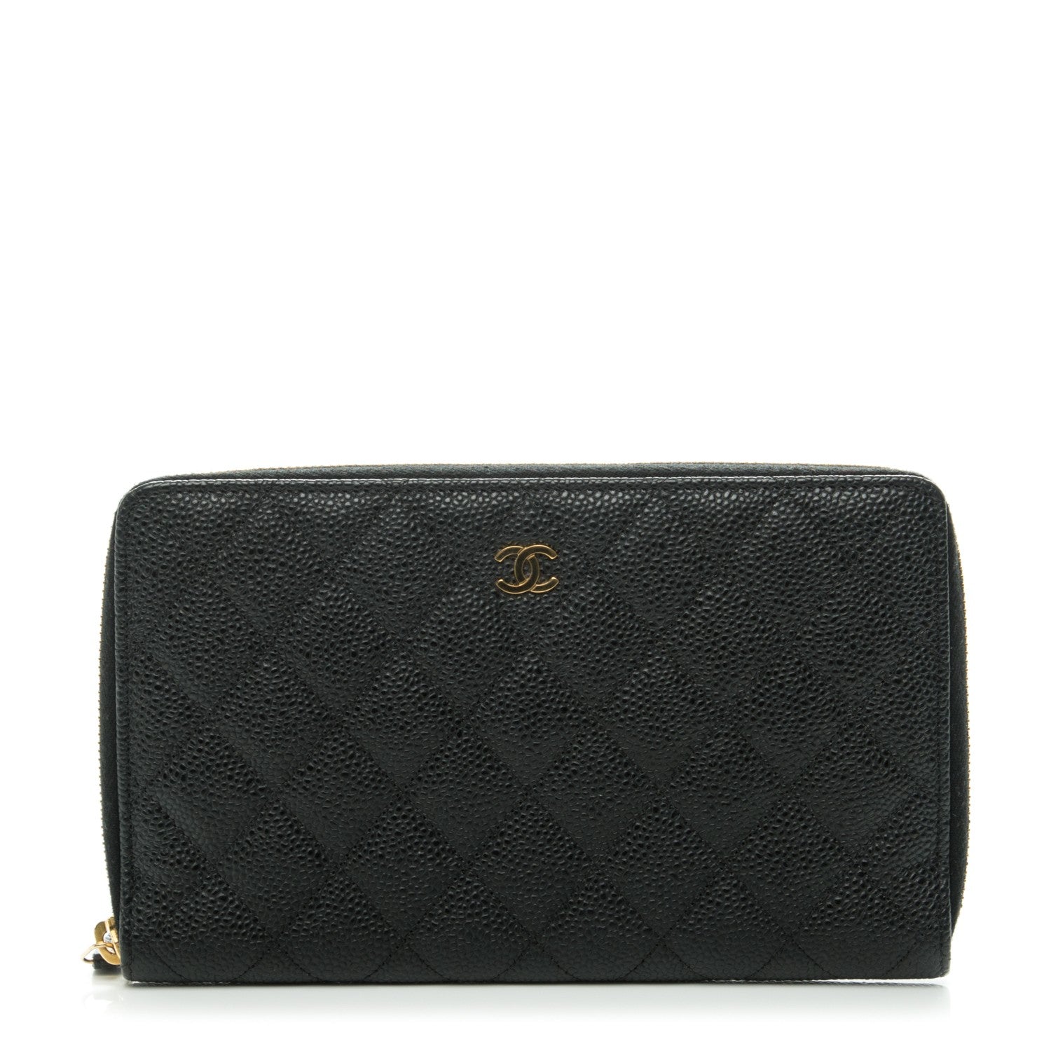 Chanel Caviar Quilted Large Zip Around Organizer Wallet Black 1 of 8