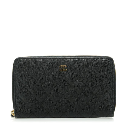 Chanel Caviar Quilted Large Zip Around Organizer Wallet Black 1 of 8
