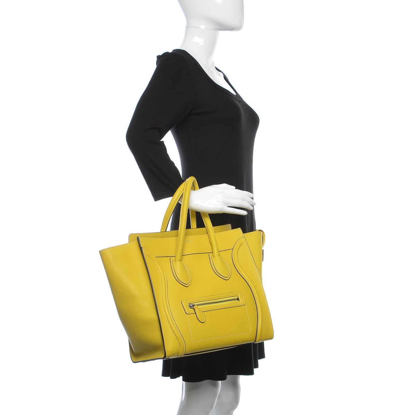 Drummed Calfskin Mini Luggage Citron