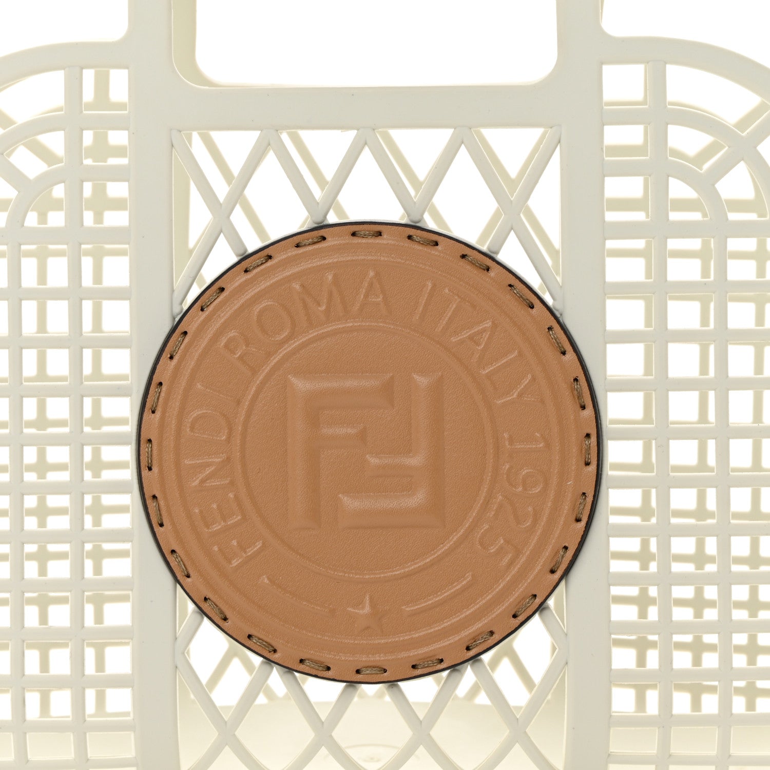 Fendi Recycled Plastic Vitello Liberty Matte Small Fendi Basket White Ice Miele Scuro 8 of 13