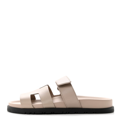 Hermes Calfskin Womens Chypre Sandals 37 Beige Mastic 1 of 9