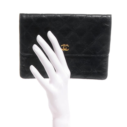 Chanel Leather Diamond Stitch Compact Wallet Black 2 of 8
