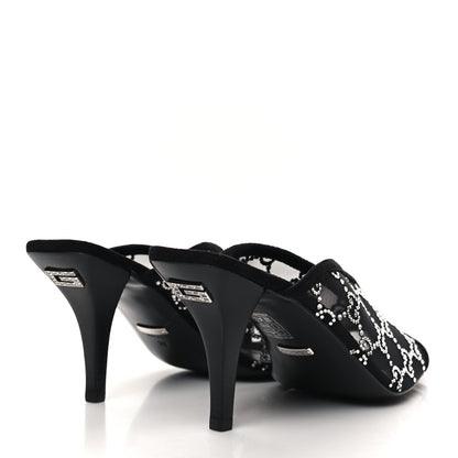 Gucci Tela Retino Kid Scamosciato Crystal GG Monogram Square G 95mm Slide Sandals 38 Black 4 of 8