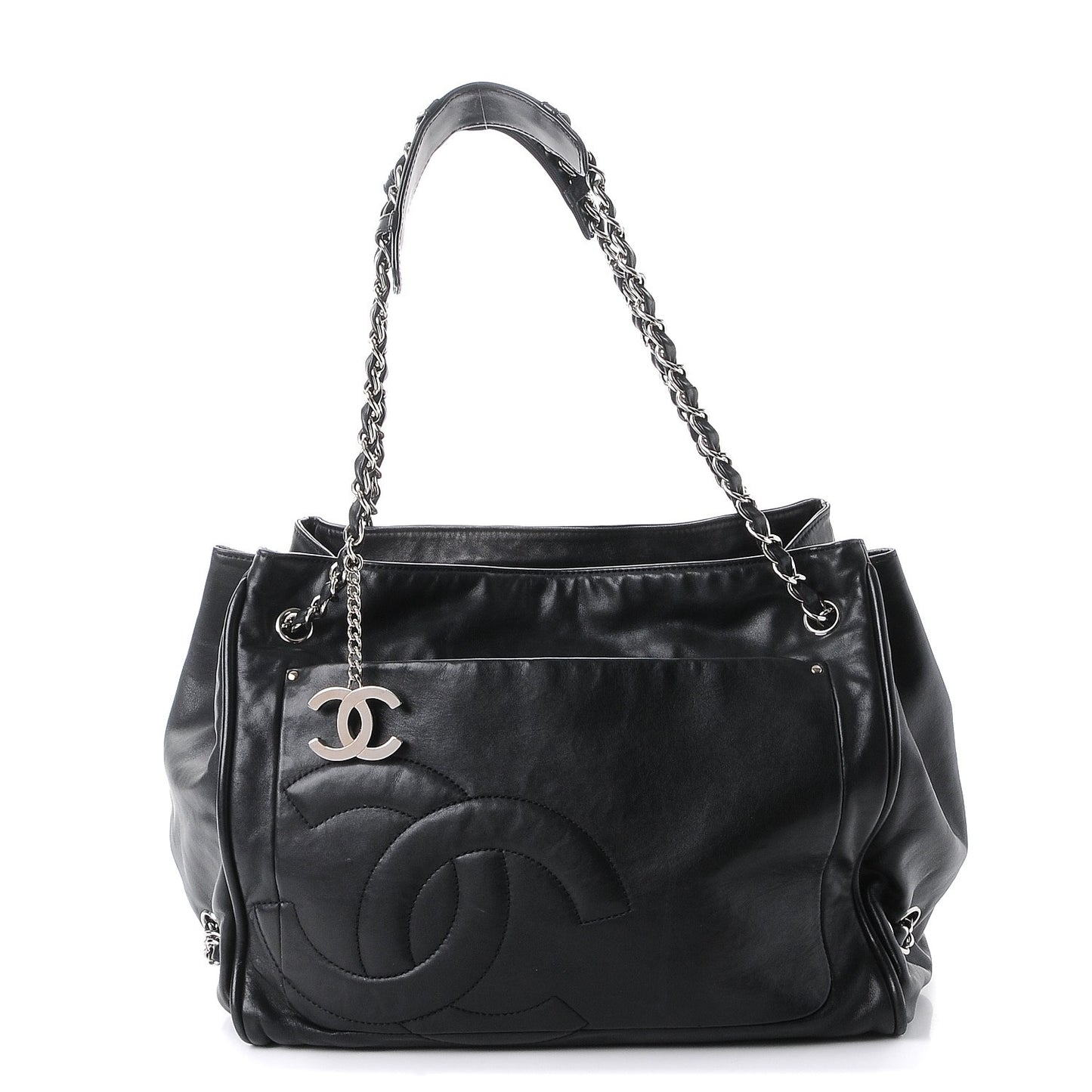 Calfskin Diagonal Ligne Tote Black