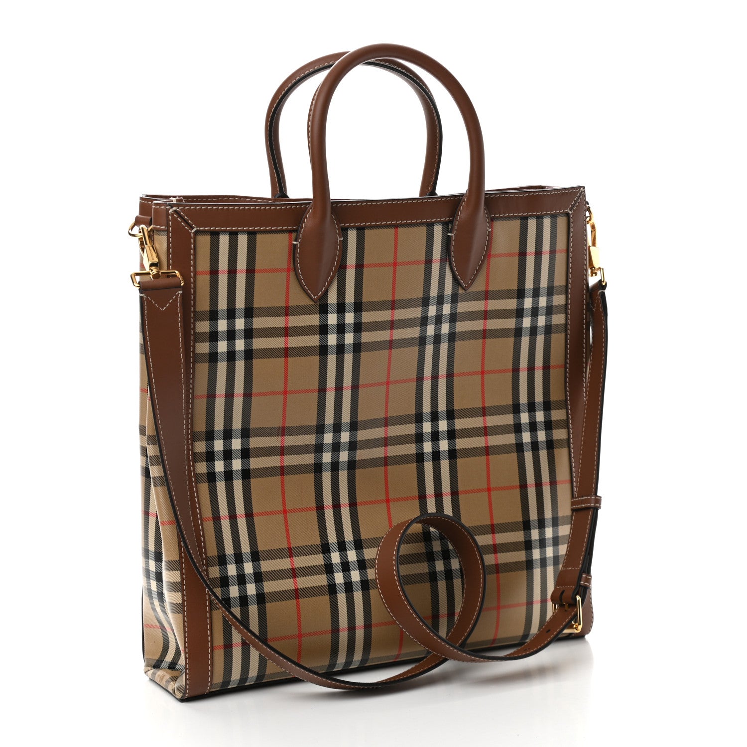 Burberry Vintage Check Calfskin Kane Tote Bag Beige Brown 2 of 9