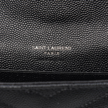 Saint Laurent Grain De Poudre Matelasse Chevron Small Monogram Envelope Wallet Black 5 of 7