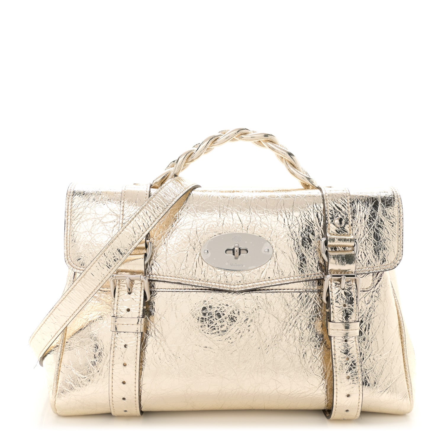 Mulberry Metallic Crinkled Calfskin Medium Alexa Gold 1 of 11