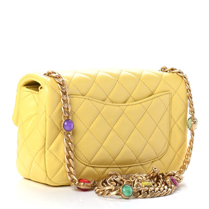 Chanel Lambskin Resin Quilted Mini Rectangular Pearl Samba Flap Yellow 3 of 5