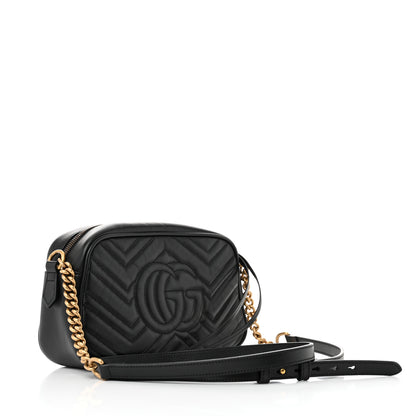 Gucci Calfskin Matelasse Small GG Marmont Chain Shoulder Bag Black 3 of 11