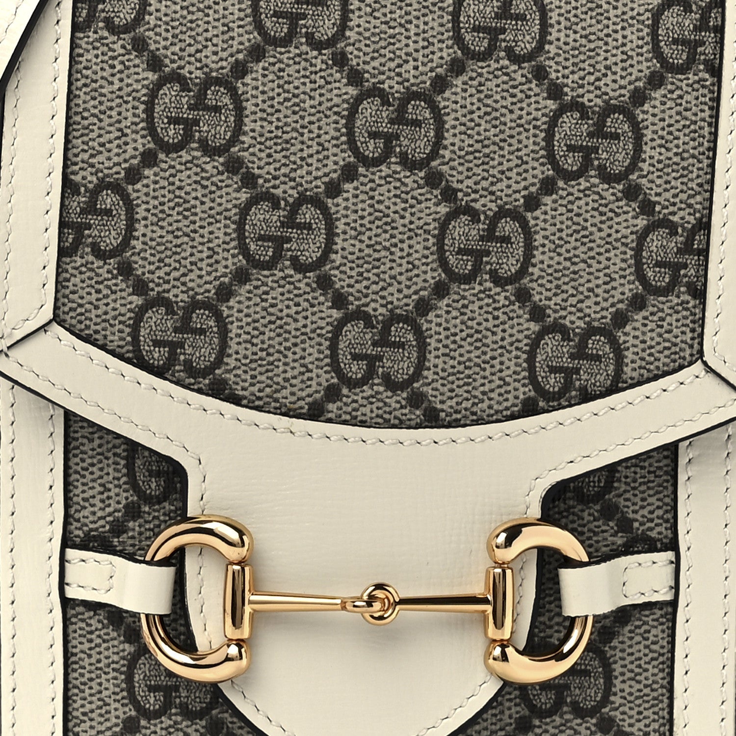 Gucci GG Supreme Monogram Azalea Calfskin Mini Horsebit 1955 Crossbody Bag Beige Ebony Mystic White 8 of 11