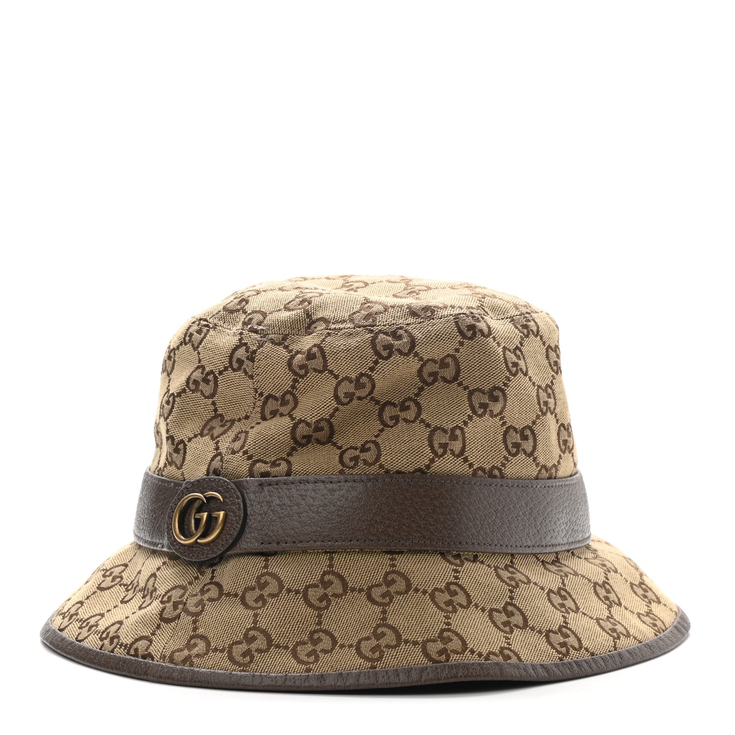 Gucci Monogram Textured Dollar Calfskin GG Jago Bucket Hat XL Cacao Beige 1 of 9