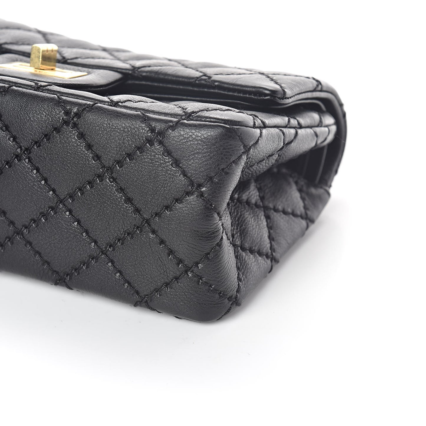 Calfskin Double Stitch 2.55 Reissue 224 Flap Black