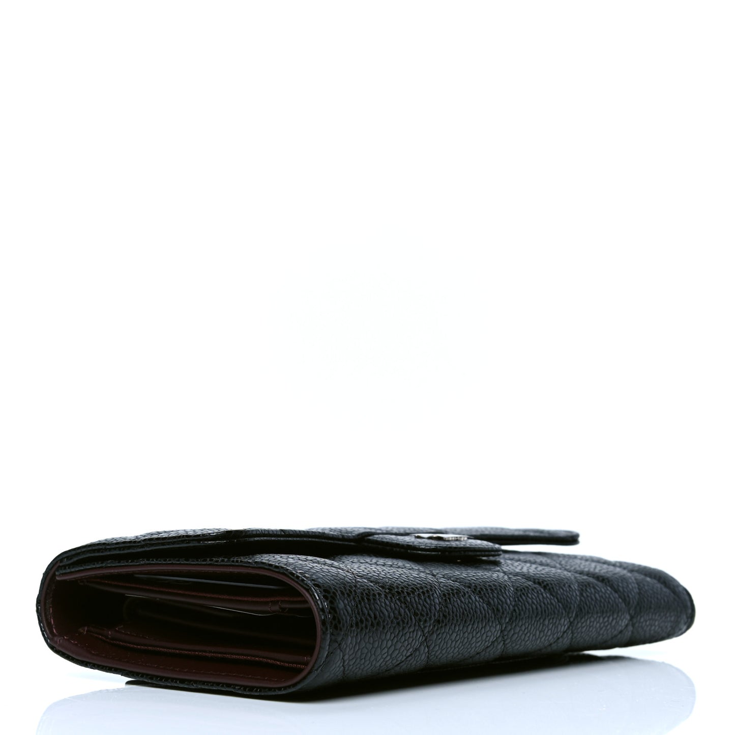 Caviar Quilted Large Flap Wallet Black