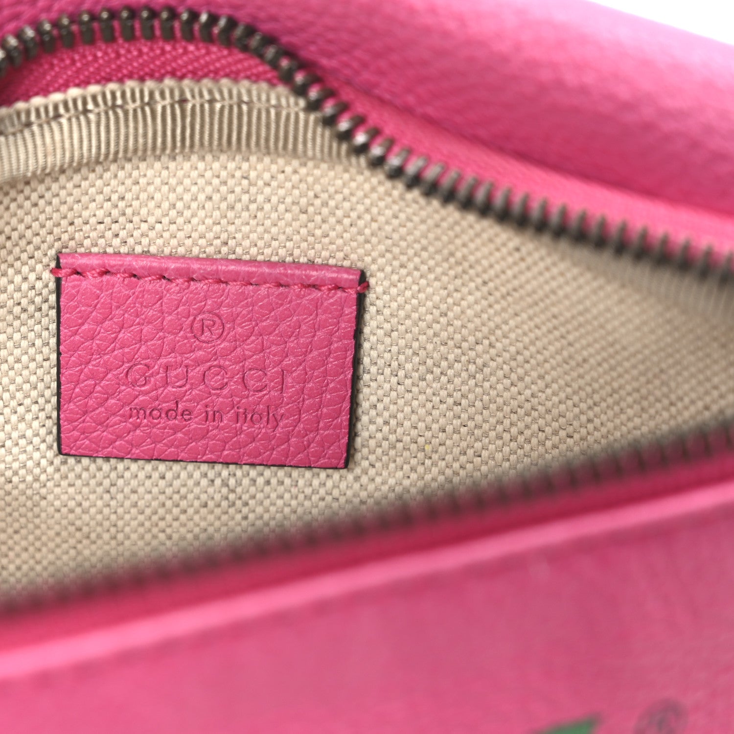 Gucci Grained Calfskin Small Logo Belt Bag Box Pink Green 6 of 11