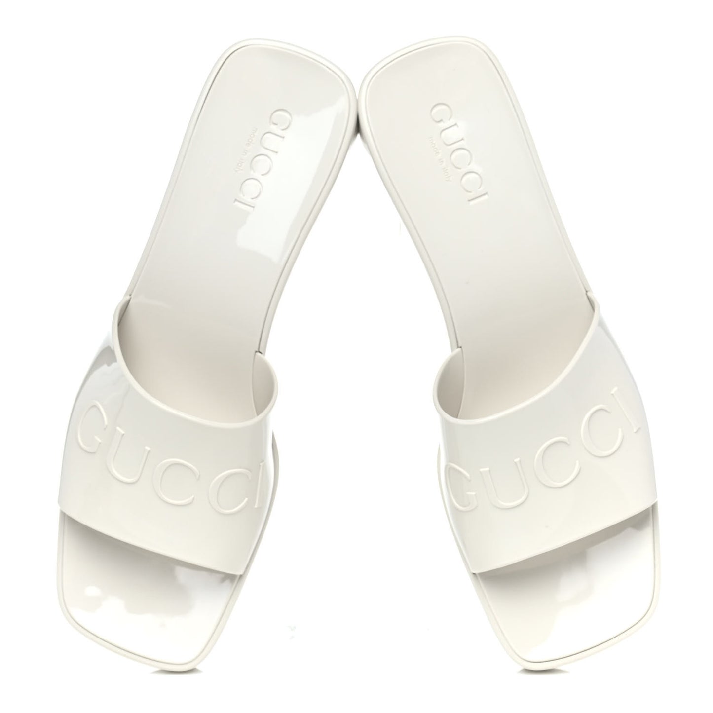 Rubber Gucci Logo Womens Platform 20/60mm Slide Sandals 39 Mystic White