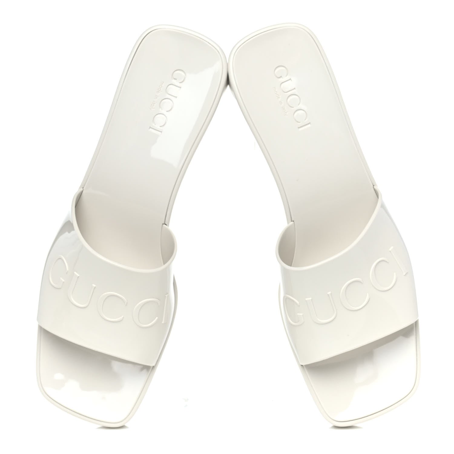 Gucci Rubber Gucci Logo Womens Platform 20/60mm Slide Sandals 39 Mystic White 5 of 10